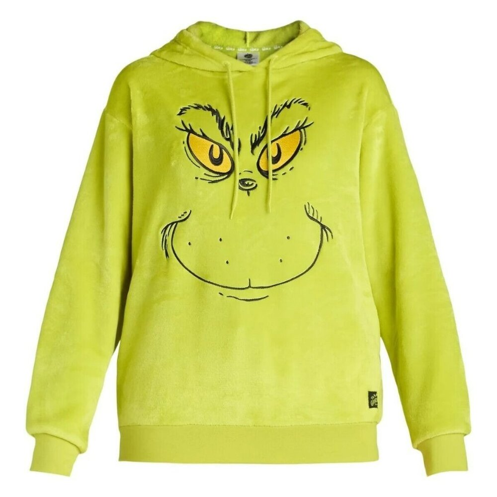 The Grinch Womens Plush Fleece Hoodie Large 12-14 Green